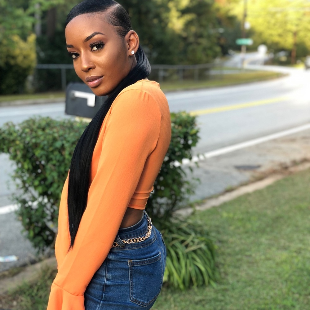Orange Crop With Bell bottom sleeves
